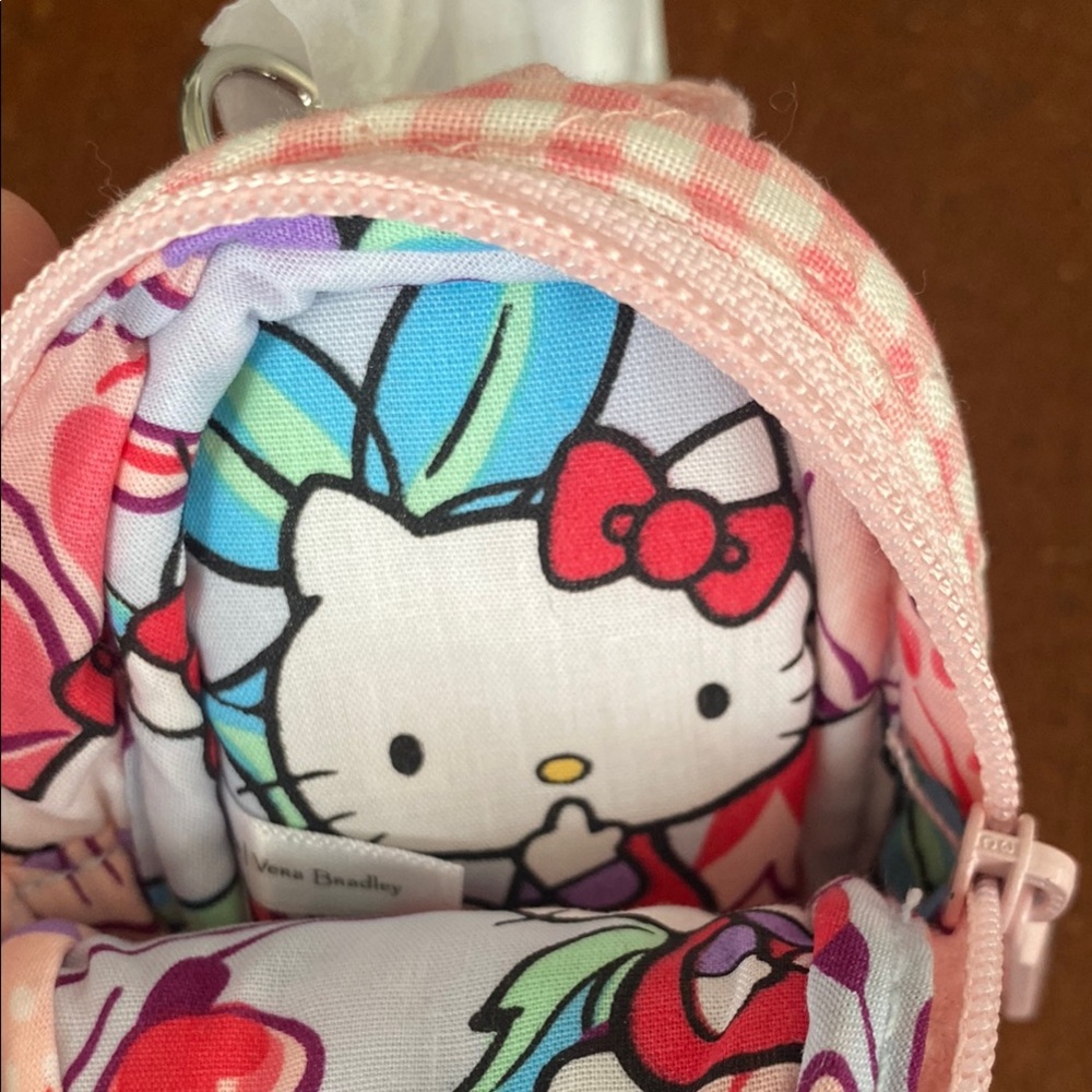 Vera Bradley Hello Kitty Pink Checkered Mini Backpack Charm - Picture 3 of 3